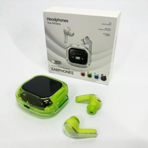 Бездротові вакуумні навушники TWS з дисплеєм LED, вологозахист IPx4 Bluetooth 5.4 з кейсом. Колір: зелений