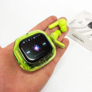 Бездротові вакуумні навушники TWS з дисплеєм LED, вологозахист IPx4 Bluetooth 5.4 з кейсом. Колір: зелений