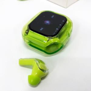 Бездротові вакуумні навушники TWS з дисплеєм LED, вологозахист IPx4 Bluetooth 5.4 з кейсом. Колір: зелений