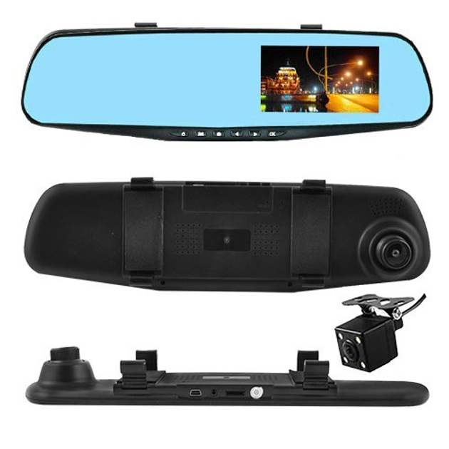 Автомобільний відеореєстратор-дзеркало L-9004 LCD 3.5'' 2 камери 1080P Full HD