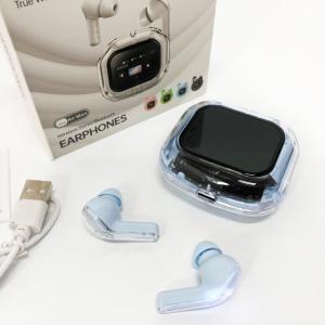 Бездротові вакуумні навушники TWS з дисплеєм LED, вологозахист IPx4 Bluetooth 5.4 з кейсом. Колір: блакитний