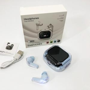 Бездротові вакуумні навушники TWS з дисплеєм LED, вологозахист IPx4 Bluetooth 5.4 з кейсом. Колір: блакитний