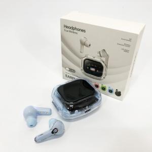 Бездротові вакуумні навушники TWS з дисплеєм LED, вологозахист IPx4 Bluetooth 5.4 з кейсом. Колір: блакитний
