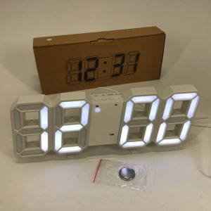 Годинник настільний LY-1089 з білим підсвічуванням LED білий, Годинник електронний світиться, Електронний годинник VST
