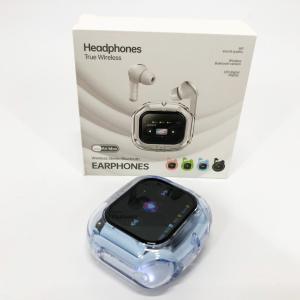 Бездротові вакуумні навушники TWS з дисплеєм LED, вологозахист IPx4 Bluetooth 5.4 з кейсом. Колір: блакитний