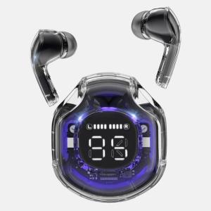Бездротові навушники TWS T8 PRO з прозорим кейсом Вакуумний LED дисплей Bluetooth 5.3. Колір: чорний