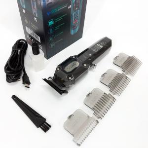 Акумуляторна машинка для стрижки VGR V-900 з дисплеєм бездротова для стрижки волосся. Колір: чорний