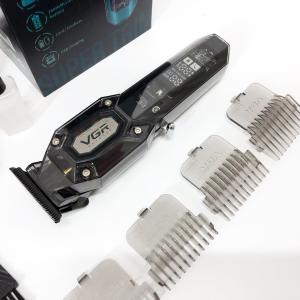 Акумуляторна машинка для стрижки VGR V-900 з дисплеєм бездротова для стрижки волосся. Колір: чорний
