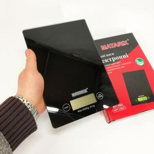Ваги кухонні MATARIX MX-402 5 кг з дисплеєм, Компактні кухонні ваги для їжі. Колір: чорний
