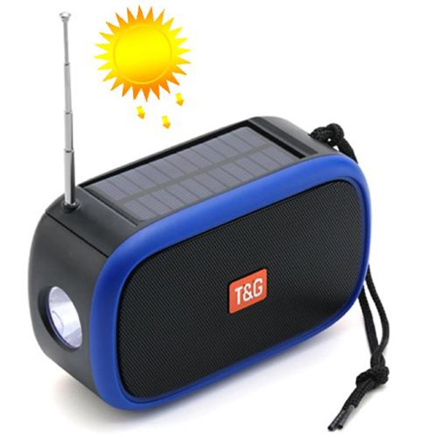 Bluetooth-колонка TG632 з радіо, ліхтарем, сонячною батареєю та гучномовцем. Колір: синій