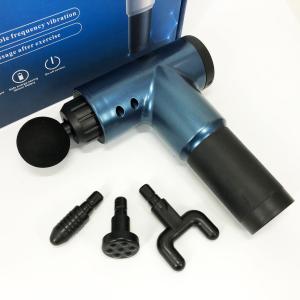 Акумуляторний масажер Fascial Gun KH-320 портативний ручний ударний м'язовий пістолет 4 насадки синій