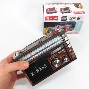 Радіоприймач портативне радіо Golon RX-381 акумуляторний ретро стовпчик usb sd mp3 fm Brown