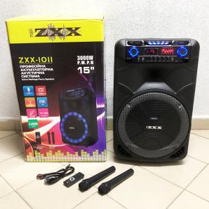 Професійна акумуляторна акустична система ZXX-1011 800 Вт 15" зі світломузикою та мікрофонами