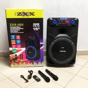 Професійна акумуляторна акустична система ZXX-1011 800 Вт 15" зі світломузикою та мікрофонами