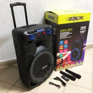 Професійна акумуляторна акустична система ZXX-1011 800 Вт 15" зі світломузикою та мікрофонами