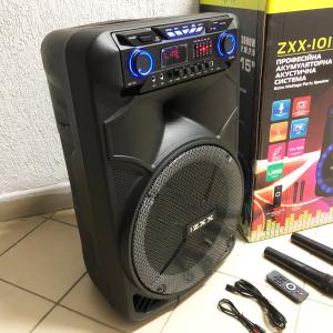 Професійна акумуляторна акустична система ZXX-1011 800 Вт 15" зі світломузикою та мікрофонами