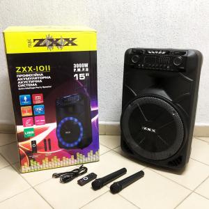 Професійна акумуляторна акустична система ZXX-1011 800 Вт 15" зі світломузикою та мікрофонами