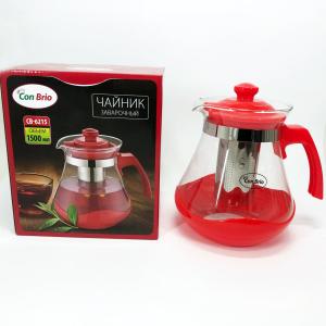 Чайник для заварювання Con Brio Green CB-6215 1,5 л, Чайник для заварювання якісний на кухню. Колір: червоний