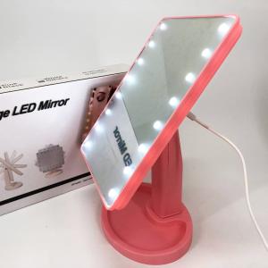 Дзеркало для макіяжу з 16 LED підсвічуванням Mirror, косметичне дзеркало з підсвічуванням. Колір: рожевий