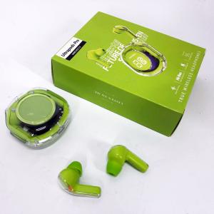 Бездротові навушники TWS T8 PRO з прозорим кейсом Вакуумний LED дисплей Bluetooth 5.3. Колір: зелений
