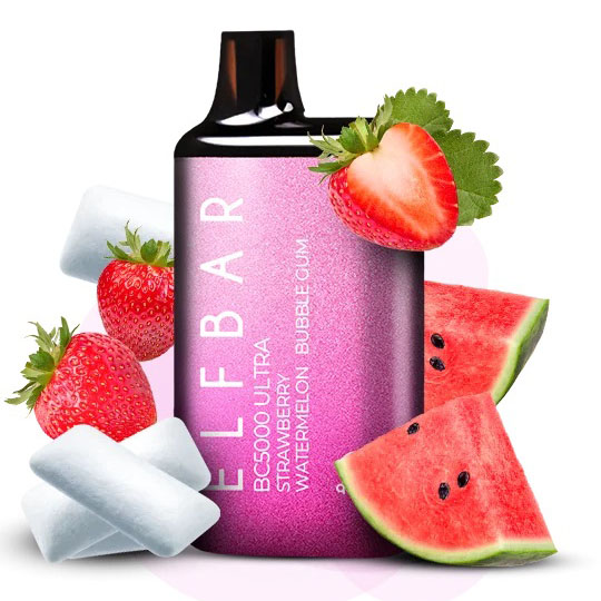 Elf Bar BC5000 Ultra. Полунично-кавунова жуйка (Strawberry Watermelon Bubble Gum)