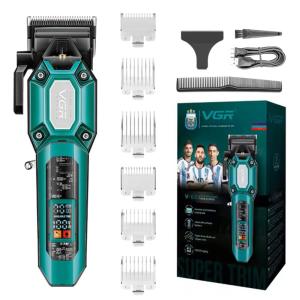 Акумуляторна машинка для стрижки VGR V-600. Колір: зелений