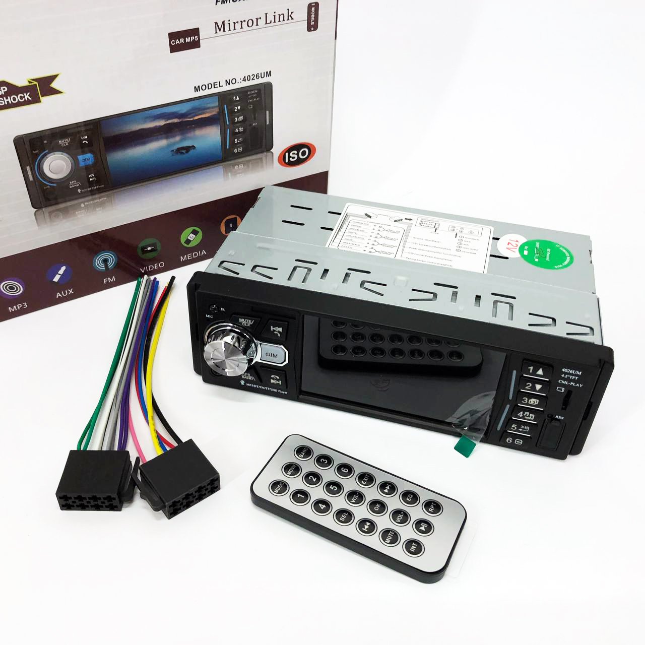 Автомагнітола MP5 4026UM з екраном 4.1 дюйми, AUX вхід, Bluetooth, 1 DIN, магнітола в машину