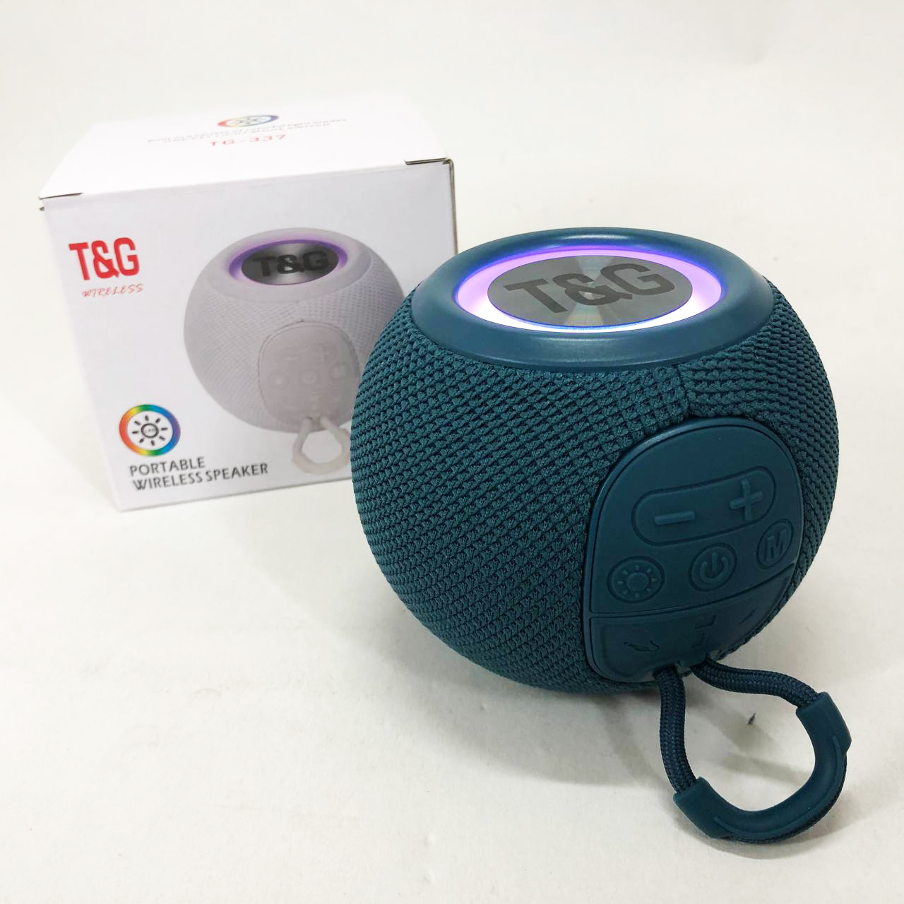 Бездротова потужна колонка TG337 з Bluetooth, RGB-підсвічуванням та радіо. Колір: синій