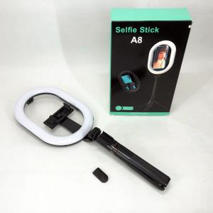 Монопод-штатив для селфі з кільцевою LED лампою Selfie Stick A8 телескопічний з пультом та Bluetooth