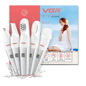 Епілятор VGR 5 в 1 V-752, 5 насадок. Колір: червоний