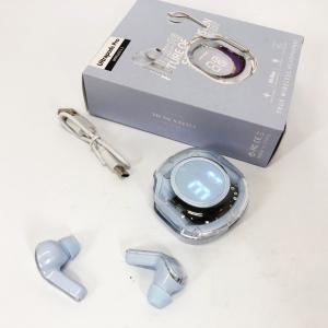 Бездротові навушники TWS T8 PRO з прозорим кейсом Вакуумний LED дисплей Bluetooth 5.3. Колір: блакитний