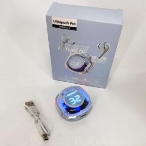 Бездротові навушники TWS T8 PRO з прозорим кейсом Вакуумний LED дисплей Bluetooth 5.3. Колір: блакитний