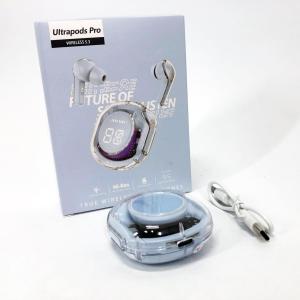 Бездротові навушники TWS T8 PRO з прозорим кейсом Вакуумний LED дисплей Bluetooth 5.3. Колір: блакитний