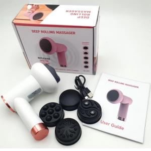 Масажер антицелюлітний для тіла рук та ніг 4 насадки 6 швидкостей Deep Rolling Massager. Колір: білий