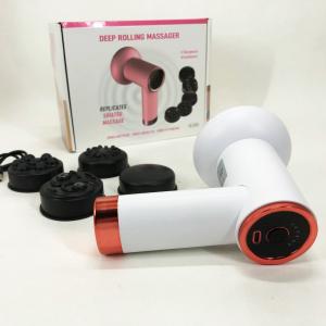Масажер антицелюлітний для тіла рук та ніг 4 насадки 6 швидкостей Deep Rolling Massager. Колір: білий