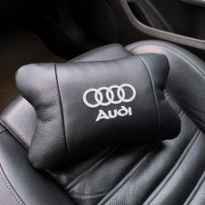 Автомобільна подушка для підголівника Audi – чорна натуральна шкіра