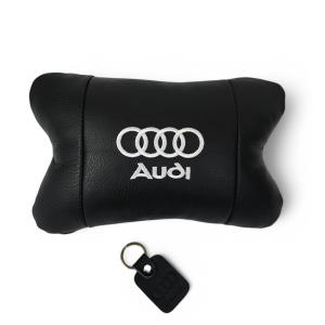 Автомобільна подушка для підголівника Audi – чорна натуральна шкіра