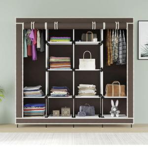 Складна тканинна шафа для одягу 170*45*170см Storage Rack, тканинна шафа для речей Коричнева