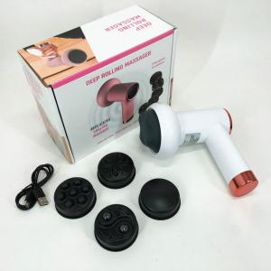 Масажер антицелюлітний для тіла рук та ніг 4 насадки 6 швидкостей Deep Rolling Massager. Колір: білий