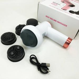 Масажер антицелюлітний для тіла рук та ніг 4 насадки 6 швидкостей Deep Rolling Massager. Колір: білий