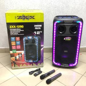 Акустична переносна колонка ZXX-1290 600 Вт 12 дюйм 71х345х30см два мікрофони пульт ДК з підсвічуванням