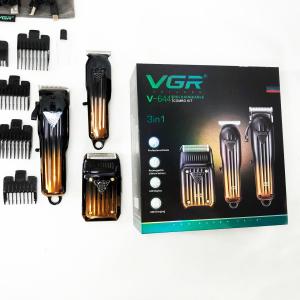 Комплект VGR 3 в 1 V-644 акумуляторна машинка для стрижки, триммер та електробритва шейвер