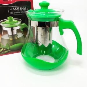 Чайник заварювальний Con Brio Green CB-6215 1,5 л, Чайник самовар скляний. Колір: зелений