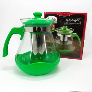 Чайник заварювальний Con Brio Green CB-6215 1,5 л, Чайник самовар скляний. Колір: зелений