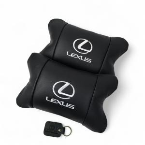Набір автоподушок Lexus шкіра Італія+ подарунок, Автоподушки Лексус з вишивкою