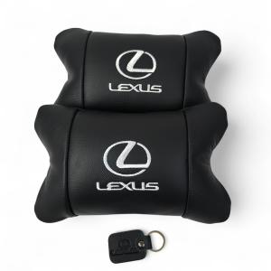 Набір автоподушок Lexus шкіра Італія+ подарунок, Автоподушки Лексус з вишивкою
