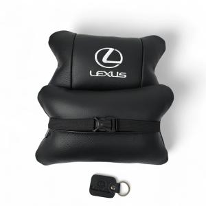 Набір автоподушок Lexus шкіра Італія+ подарунок, Автоподушки Лексус з вишивкою