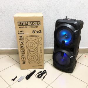 Колонка ZQS-8201 Бездротова переносна акустична Bluetooth з підсвічуванням мікрофоном AUX пульт Д/У