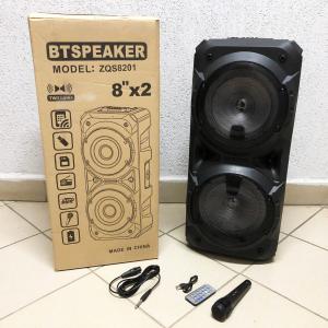 Колонка ZQS-8201 Бездротова переносна акустична Bluetooth з підсвічуванням мікрофоном AUX пульт Д/У