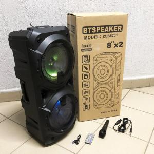 Колонка ZQS-8201 Бездротова переносна акустична Bluetooth з підсвічуванням мікрофоном AUX пульт Д/У
